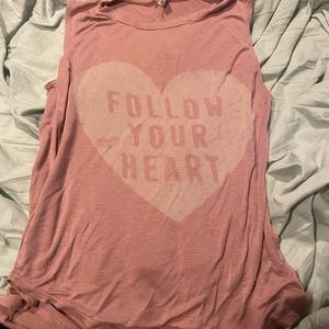 “follow your heart” pink tank size small
